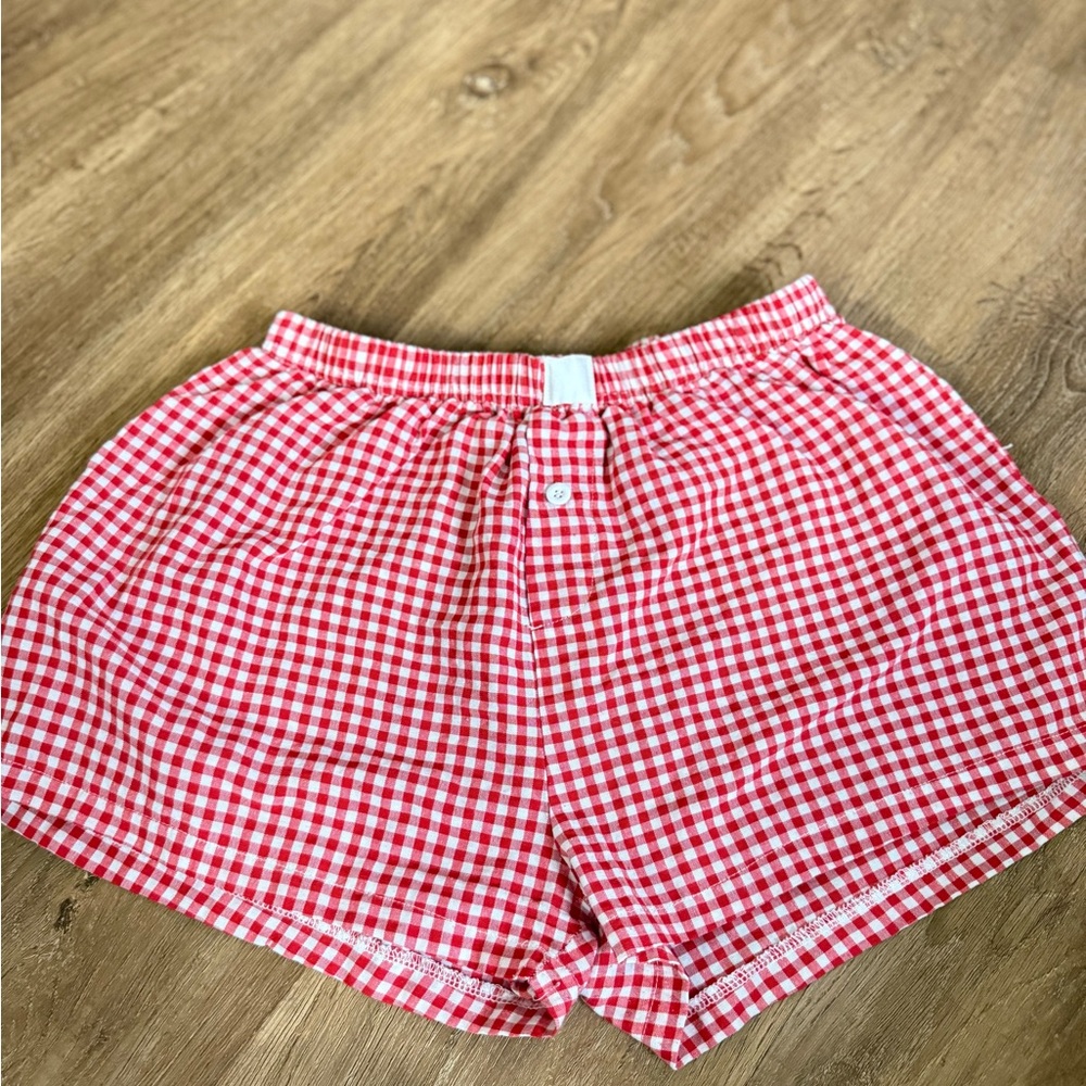 Classic Red Gingham High Waist Women's Shorts